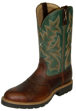 Twisted X MSC0005 for $189.99 Men's' Pull On Work Boot with Cognac Glazed Pebble Leather Foot and a Round Steel Toe